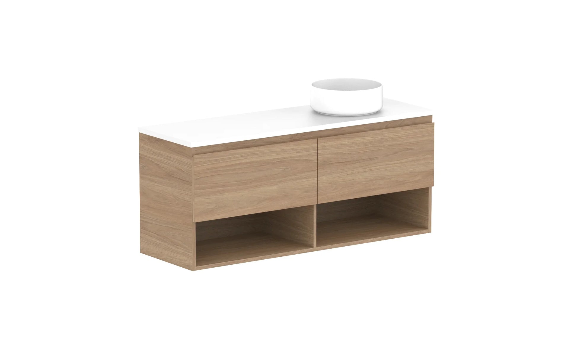 ADP Glacier Shelf Ensuite Slim Wall Hung Vanity - 1200mm / Benchtop / Right Hand Bowl