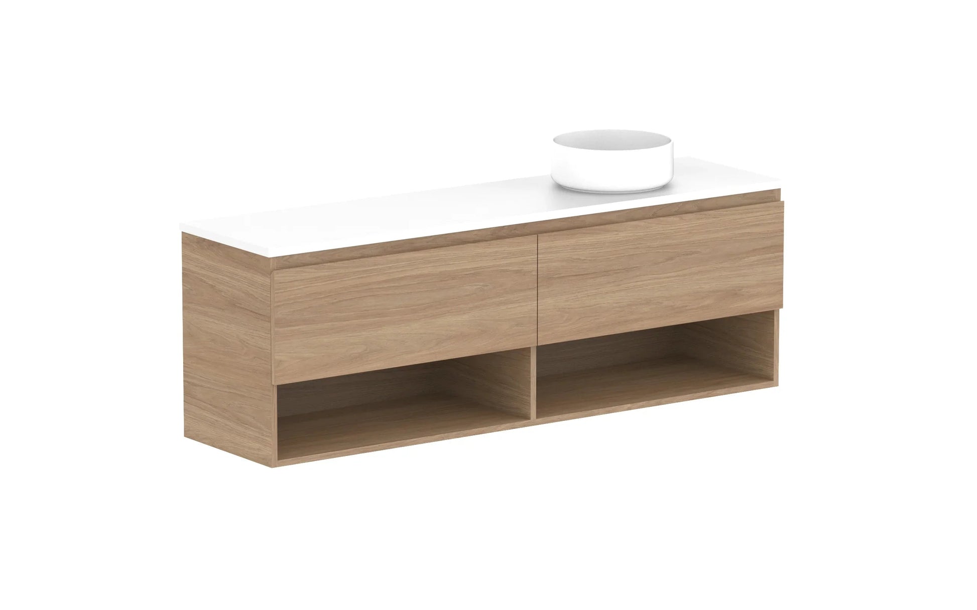 ADP Glacier Shelf Ensuite Slim Wall Hung Vanity - 1500mm / Benchtop / Right Hand Bowl