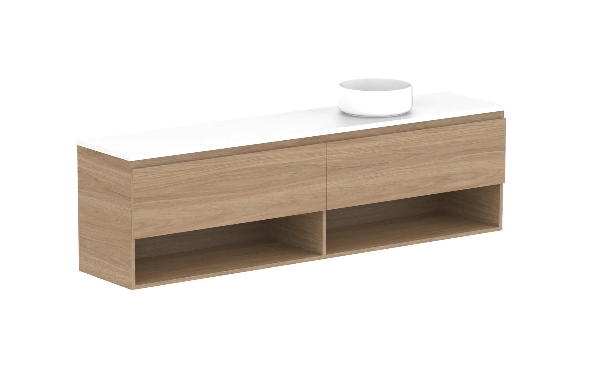 ADP Glacier Shelf Ensuite Slim Wall Hung Vanity - 1800mm / Benchtop / Right Hand Bowl