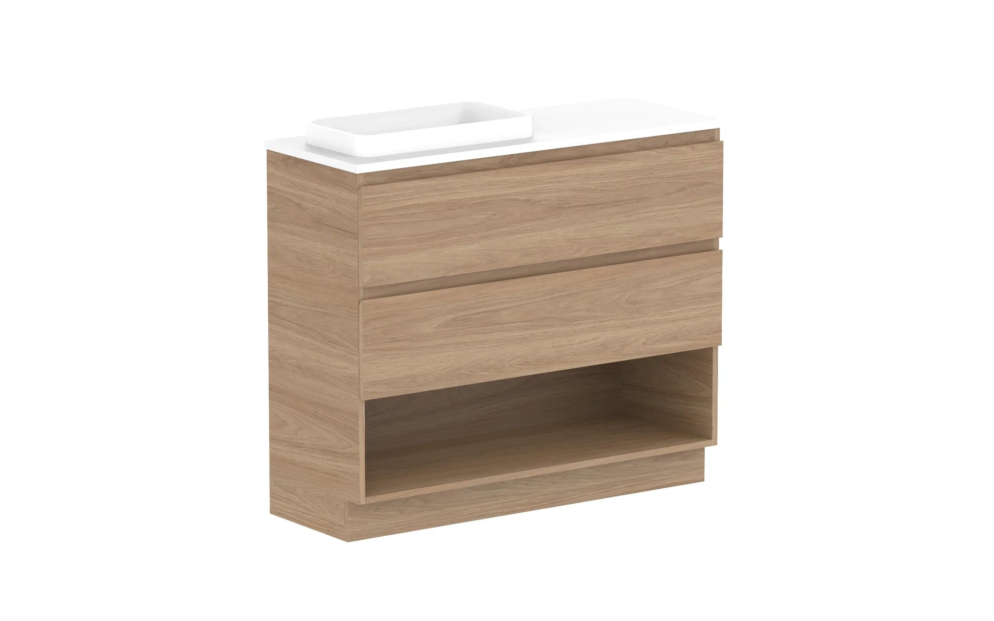 ADP Glacier Shelf Ensuite Trio Freestanding Vanity - 1050mm / Benchtop / Left Hand Bowl