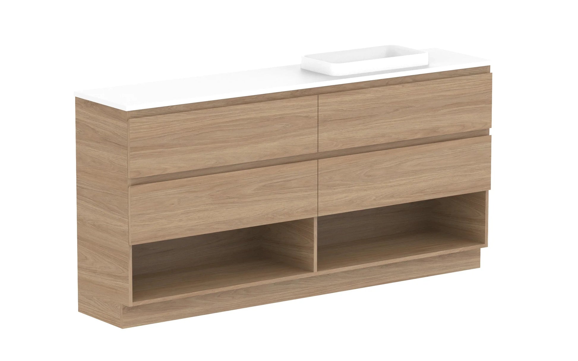 ADP Glacier Shelf Ensuite Trio Freestanding Vanity - 1800mm / Benchtop / Right Hand Bowl