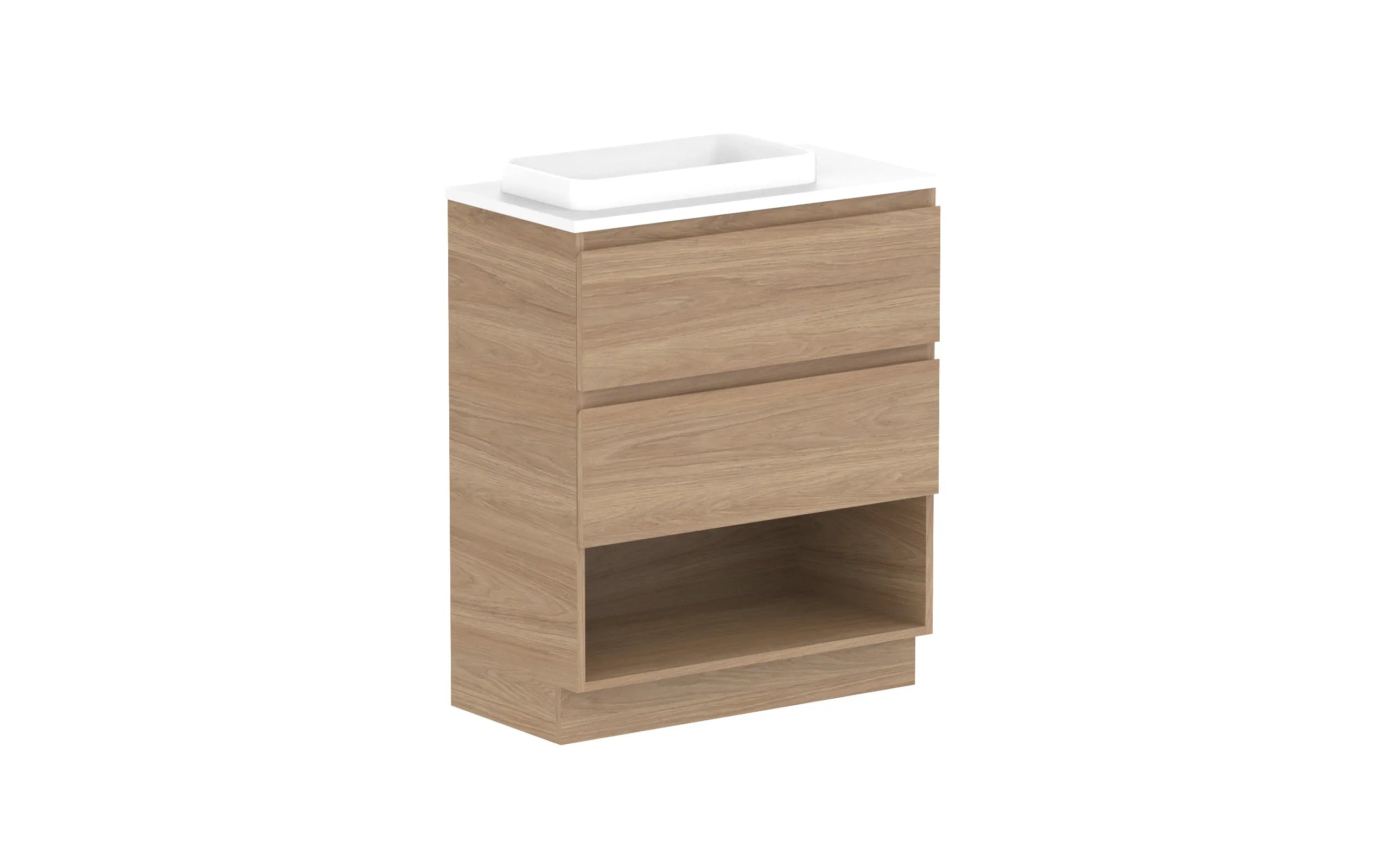 ADP Glacier Shelf Ensuite Trio Freestanding Vanity - 750mm / Benchtop / Left Hand Bowl