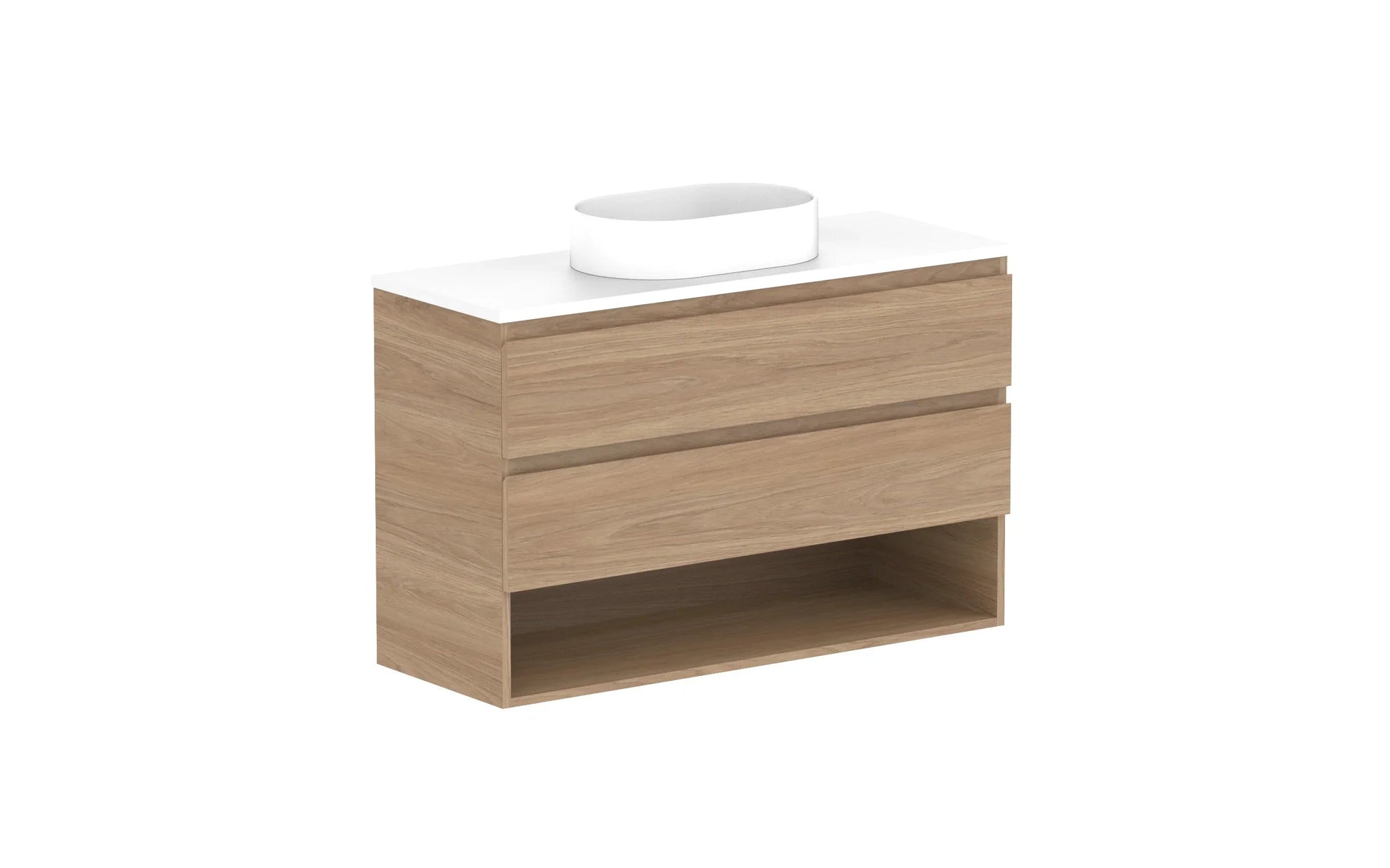 ADP Glacier Shelf Ensuite Twin Wall Hung Vanity - 1050mm / Benchtop / Centre Bowl