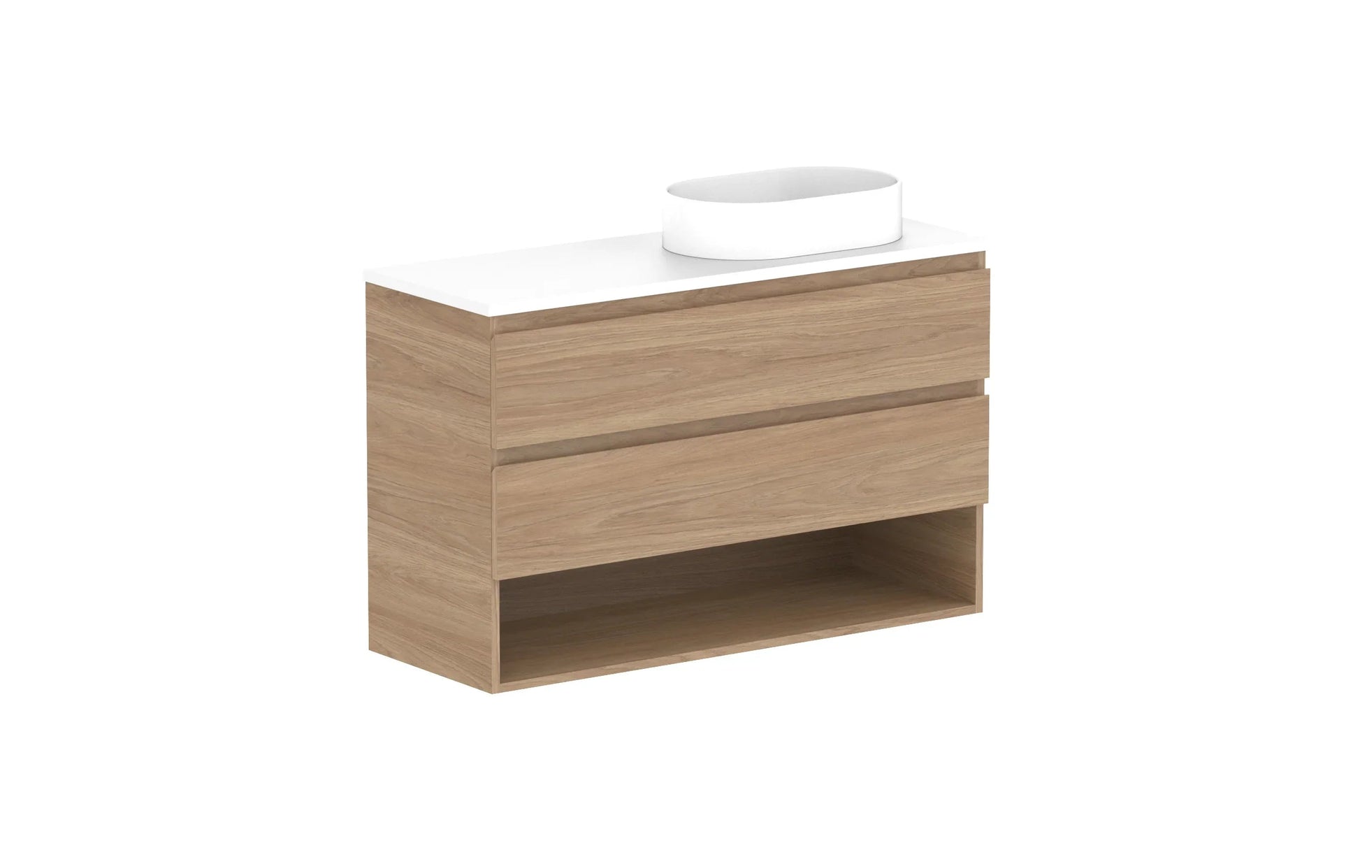 ADP Glacier Shelf Ensuite Twin Wall Hung Vanity - 1050mm / Benchtop / Right Hand Bowl