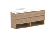 ADP Glacier Shelf Ensuite Twin Wall Hung Vanity - 1500mm / Benchtop / Left Hand Bowl