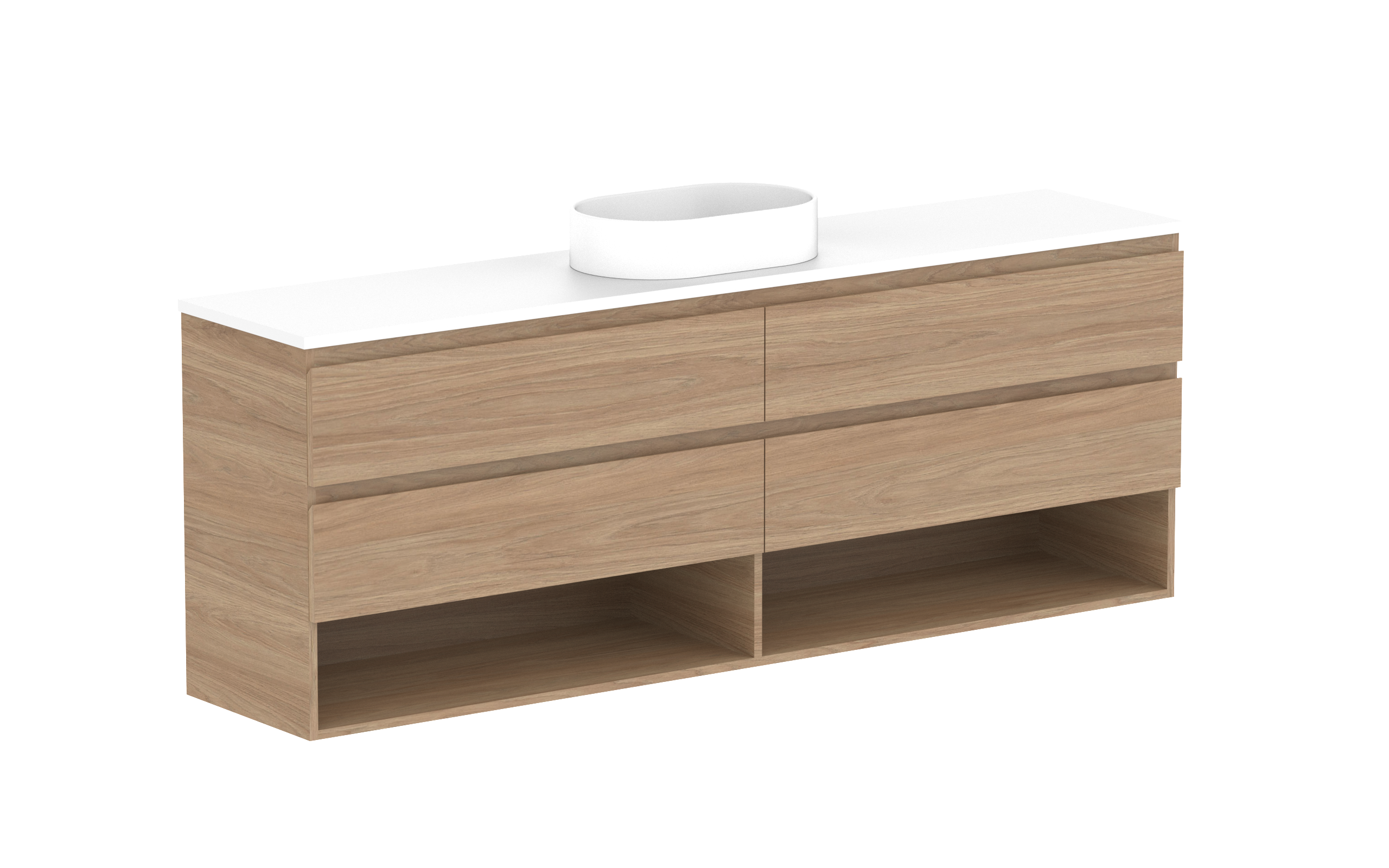 ADP Glacier Shelf Lite Ensuite Twin Wall Hung Vanity