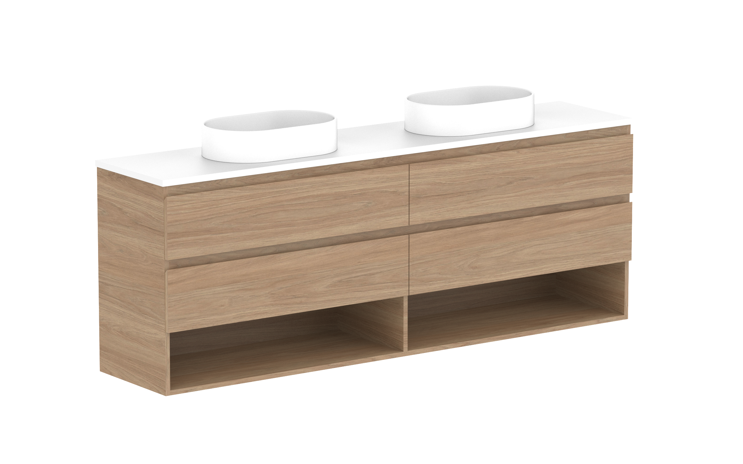 ADP Glacier Shelf Lite Ensuite Twin Wall Hung Vanity