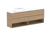 ADP Glacier Shelf Ensuite Twin Wall Hung Vanity - 1800mm / Benchtop / Left Hand Bowl