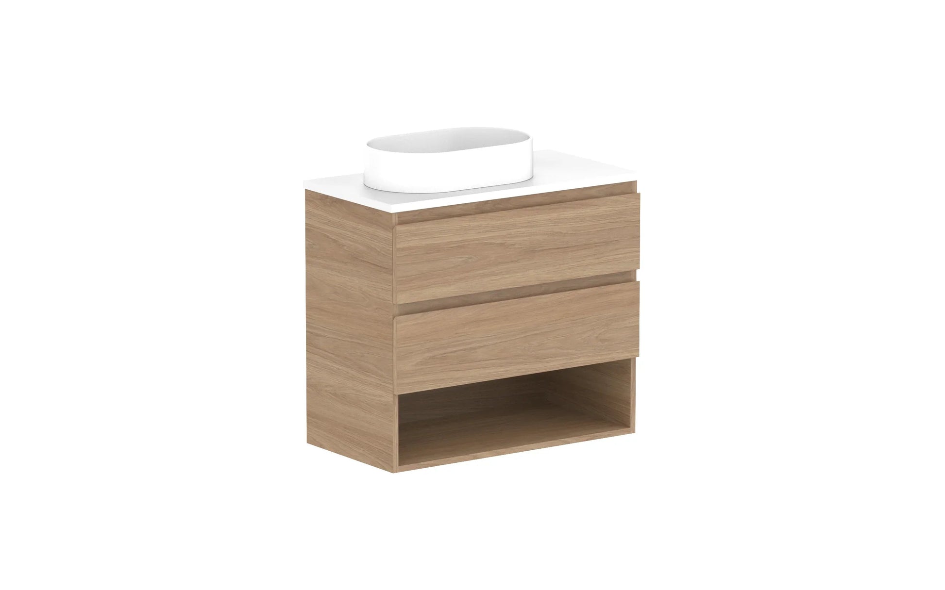 ADP Glacier Shelf Ensuite Twin Wall Hung Vanity - 750mm / Benchtop / Left Hand Bowl