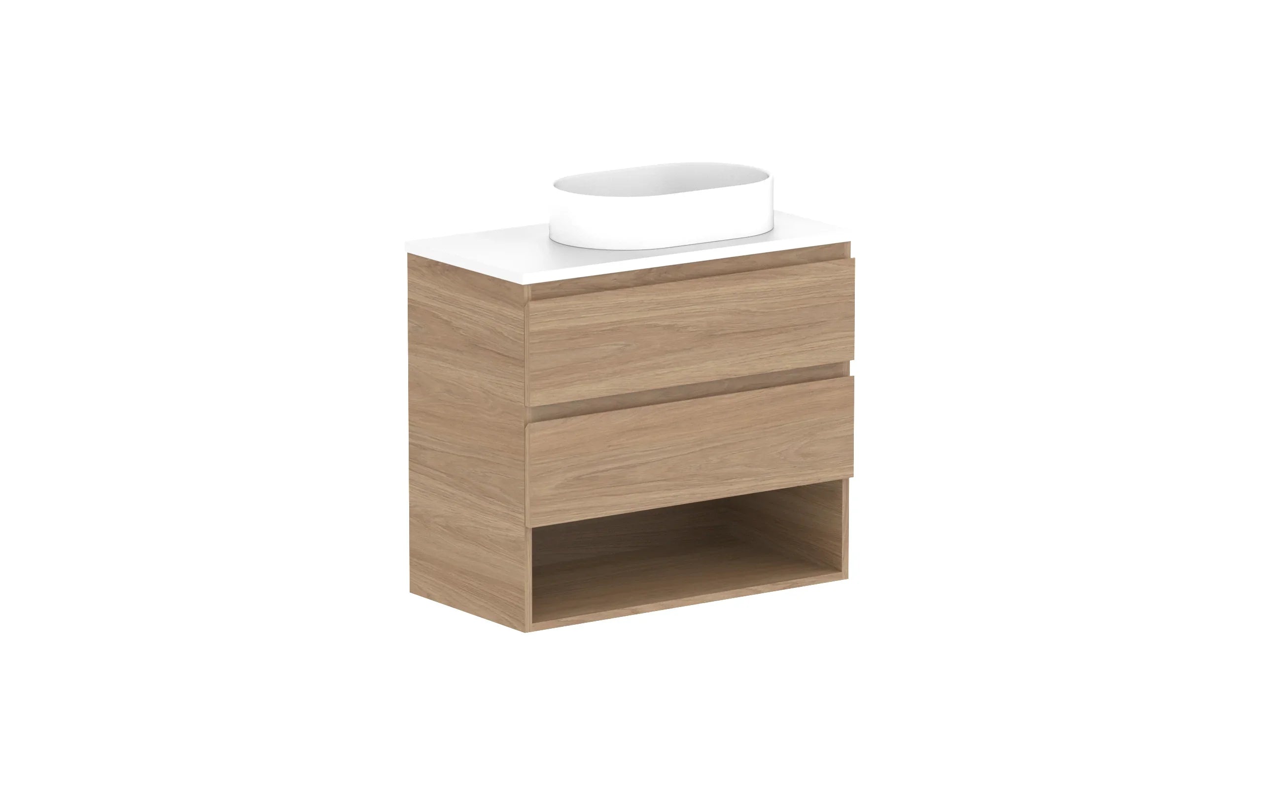 ADP Glacier Shelf Ensuite Twin Wall Hung Vanity - 750mm / Benchtop / Right Hand Bowl