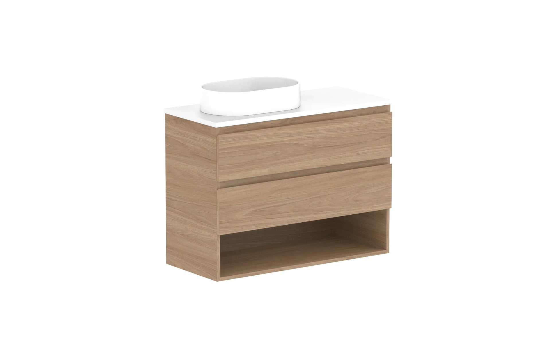 ADP Glacier Shelf Ensuite Twin Wall Hung Vanity - 900mm / Benchtop / Left Hand Bowl