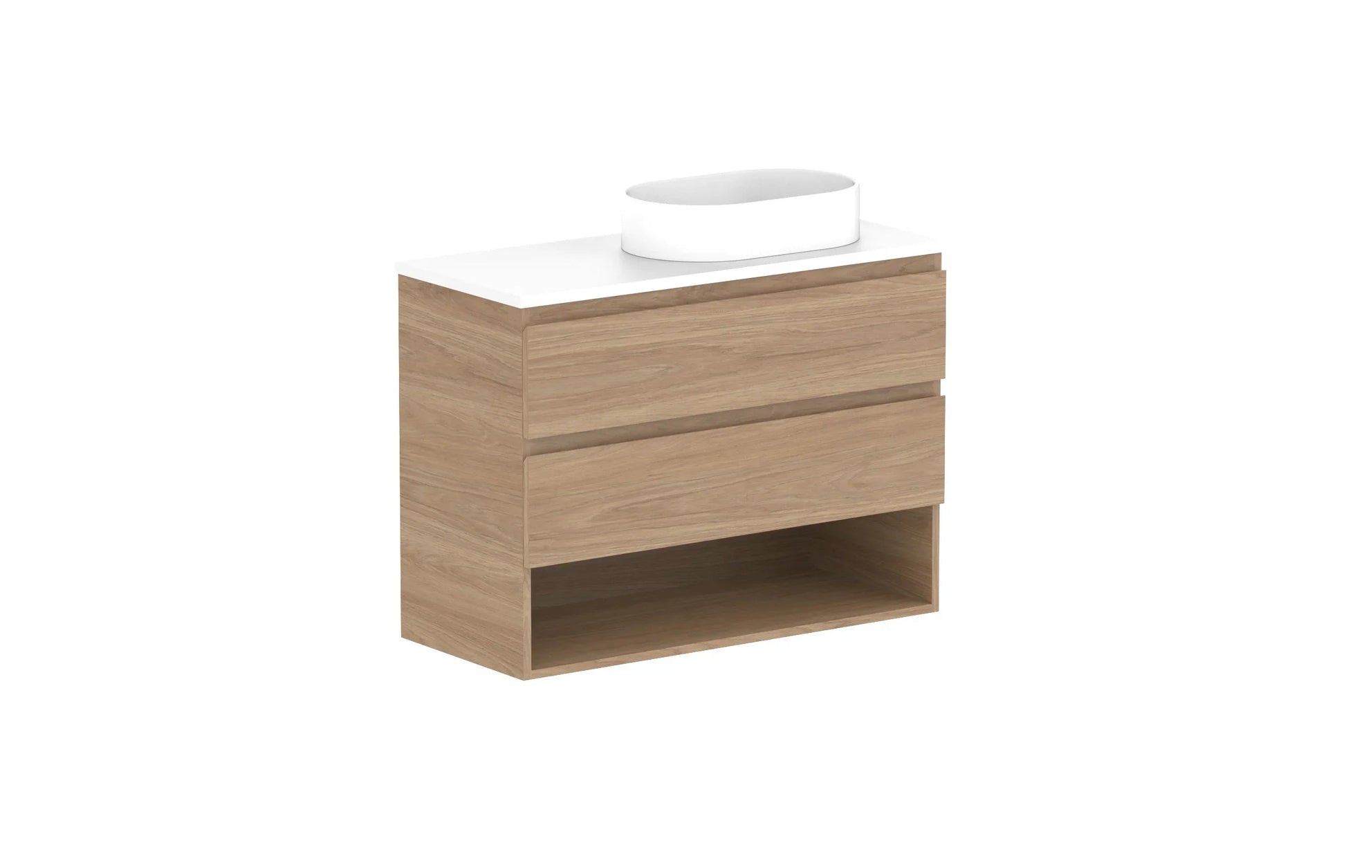ADP Glacier Shelf Ensuite Twin Wall Hung Vanity - 900mm / Benchtop / Right Hand Bowl