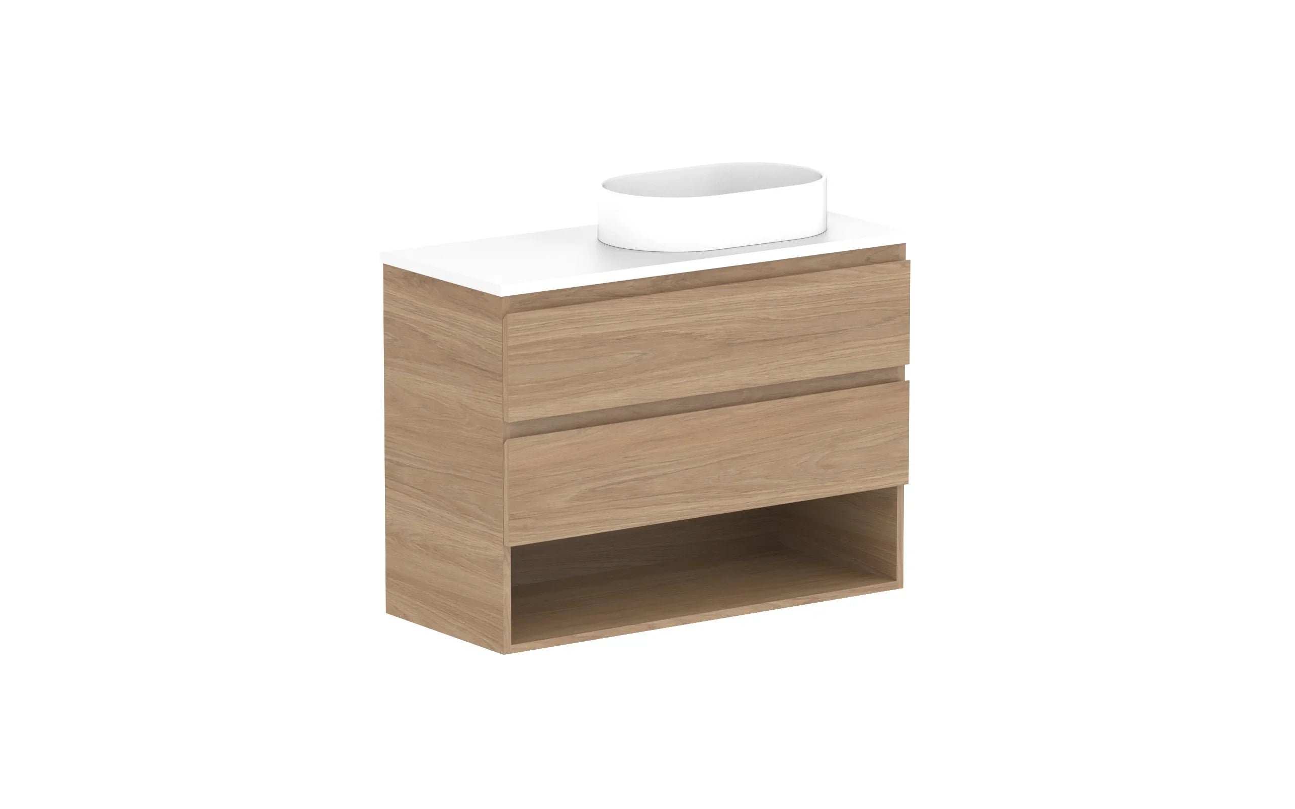 ADP Glacier Shelf Ensuite Twin Wall Hung Vanity - 900mm / Benchtop / Right Hand Bowl