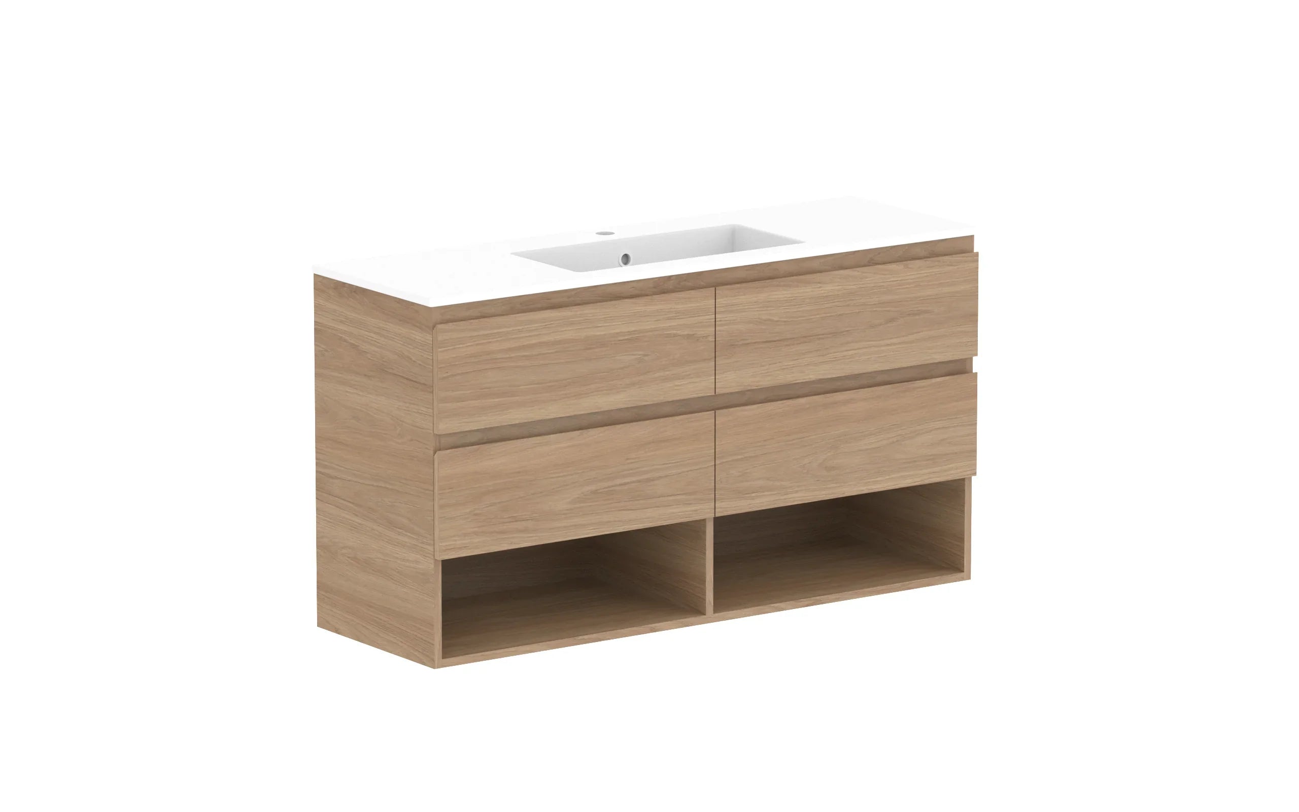 ADP Glacier Shelf Ensuite Twin Wall Hung Vanity - 1200mm / Cast Marble Moulded Top / Centre Bowl