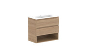 ADP Glacier Shelf Ensuite Twin Wall Hung Vanity - 750mm / Cast Marble Moulded Top / Centre Bowl