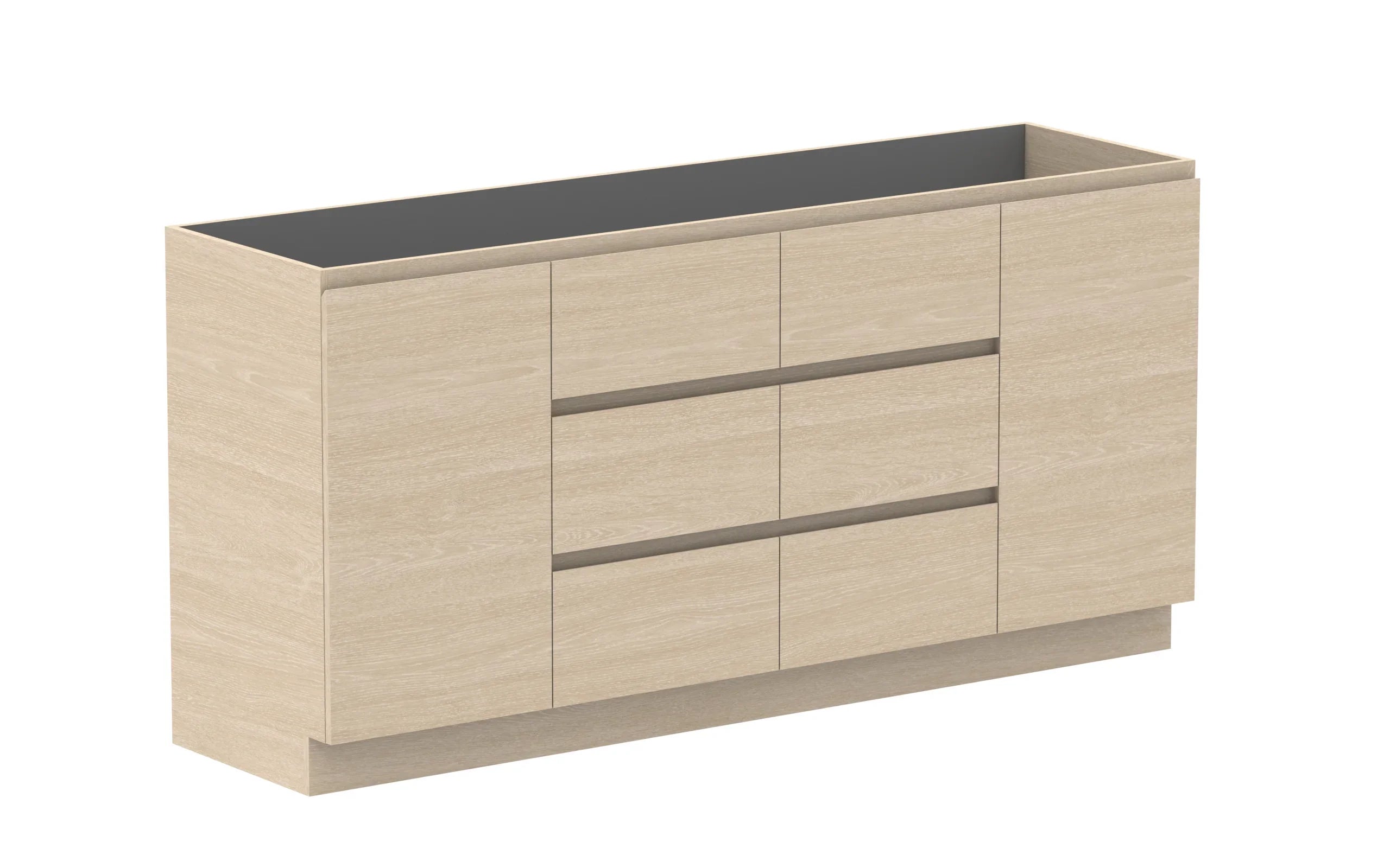 ADP Glacier Hamper Freestanding Vanity - 1800mm / No Top / Double Bowl