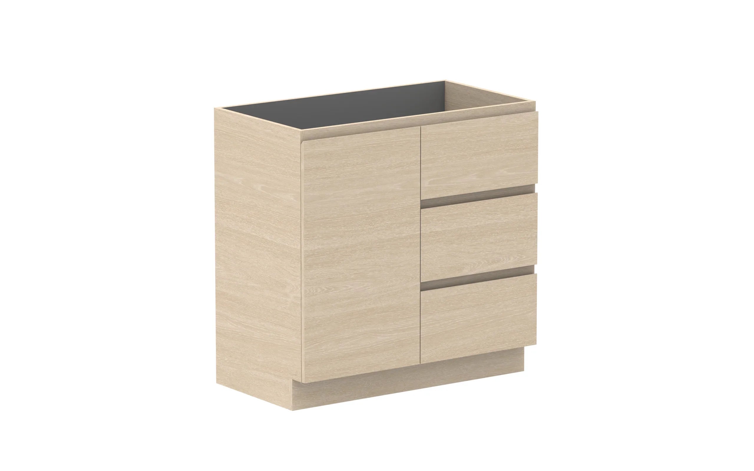 ADP Glacier Hamper Freestanding Vanity - 900mm / No Top / Left Hand Bowl