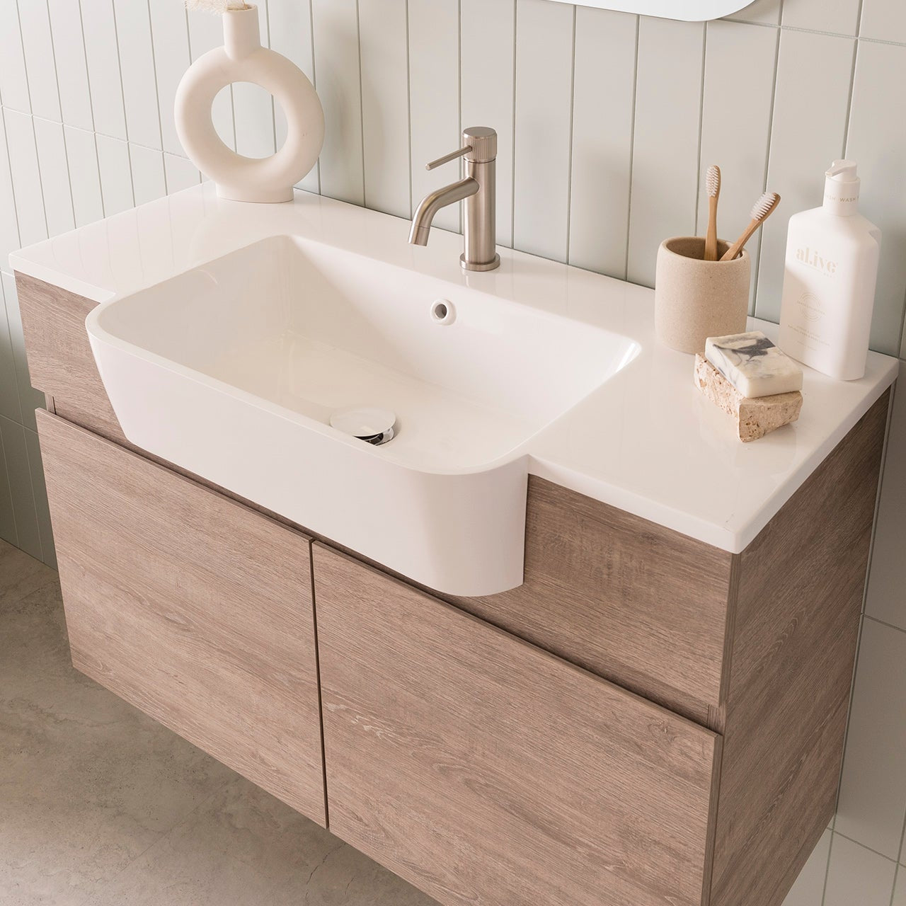 ADP Glacier Lite Semi-Recessed All Door Twin Wall Hung Vanity