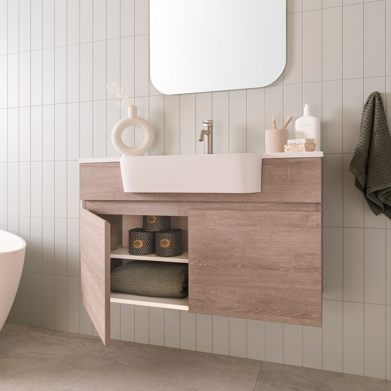 ADP Glacier Lite Semi-Recessed All Door Twin Wall Hung Vanity