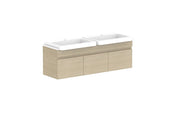 ADP Glacier Semi-Recessed All Door Slim Wall Hung Vanity - 1200mm / Stone Benchtop / Double Bowl