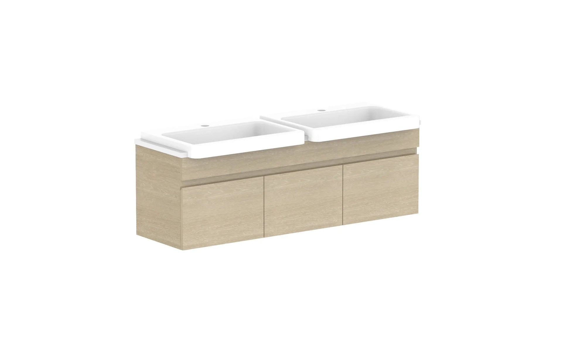 ADP Glacier Semi-Recessed All Door Slim Wall Hung Vanity - 1200mm / Stone Benchtop / Double Bowl
