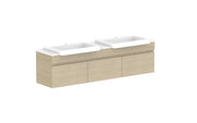ADP Glacier Semi-Recessed All Door Slim Wall Hung Vanity - 1500mm / Stone Benchtop / Double Bowl