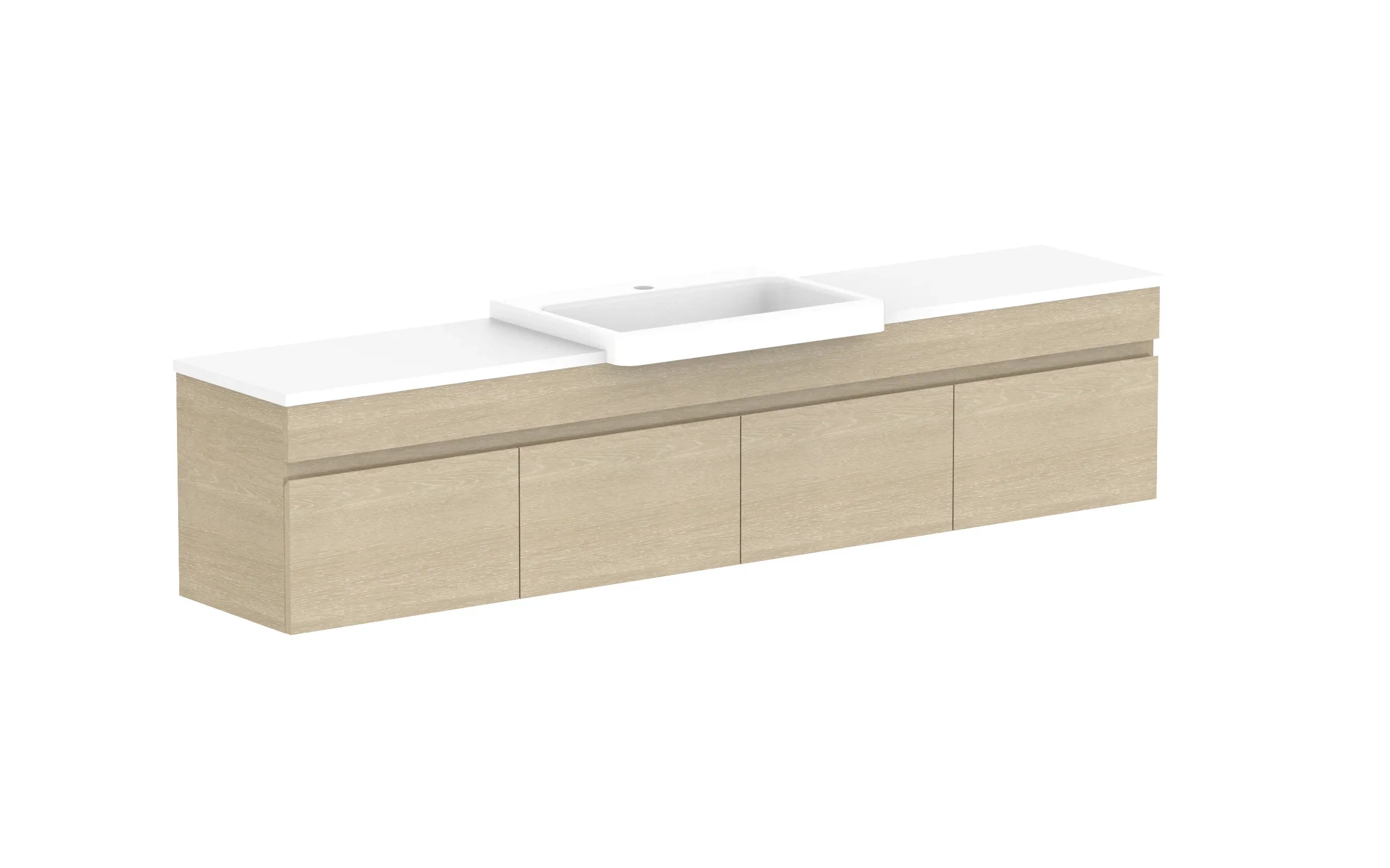 ADP Glacier Lite Semi-Recessed All Door Slim Wall Hung Vanity - 1800mm / Stone Benchtop