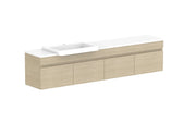 ADP Glacier Semi-Recessed All Door Slim Wall Hung Vanity - 1800mm / Stone Benchtop / Left Hand Bowl