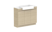 ADP Glacier Semi-Recessed All Door Trio Freestanding Vanity - 1050mm / Stone Benchtop / Centre Bowl