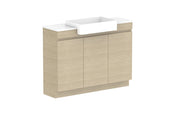 ADP Glacier Semi-Recessed All Door Trio Freestanding Vanity - 1200mm / Stone Benchtop / Centre Bowl