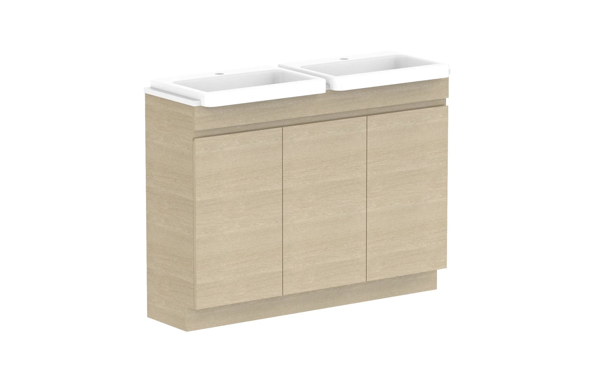 ADP Glacier Semi-Recessed All Door Trio Freestanding Vanity - 1200mm / Stone Benchtop / Double Bowl