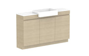 ADP Glacier Semi-Recessed All Door Trio Freestanding Vanity - 1500mm / Stone Benchtop / Centre Bowl