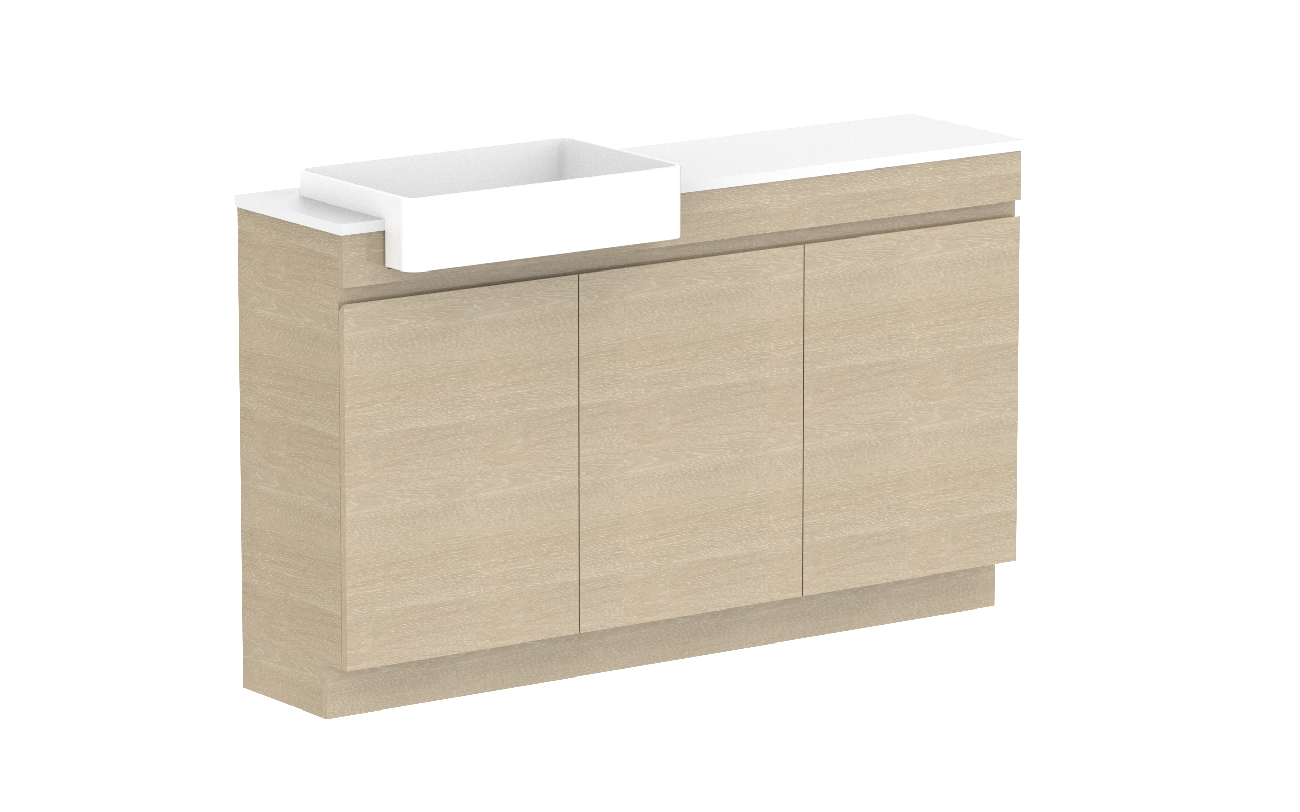 ADP Glacier Lite Semi-Recessed All Door Trio Freestanding Vanity