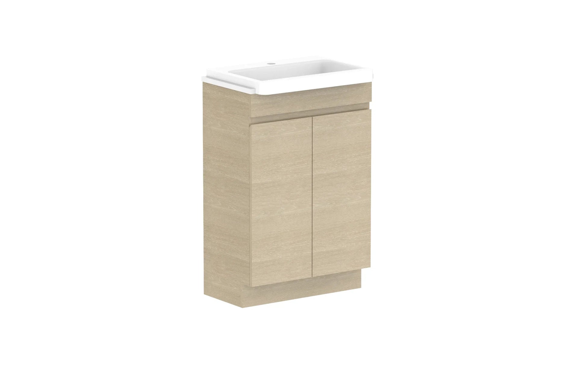 ADP Glacier Semi-Recessed All Door Trio Freestanding Vanity - 600mm / Stone Benchtop / Centre Bowl
