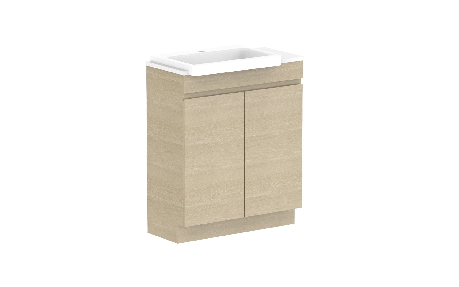 ADP Glacier Semi-Recessed All Door Trio Freestanding Vanity - 750mm / Stone Benchtop / Left Hand Bowl