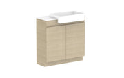 ADP Glacier Semi-Recessed All Door Trio Freestanding Vanity - 900mm / Stone Benchtop / Right Hand Bowl