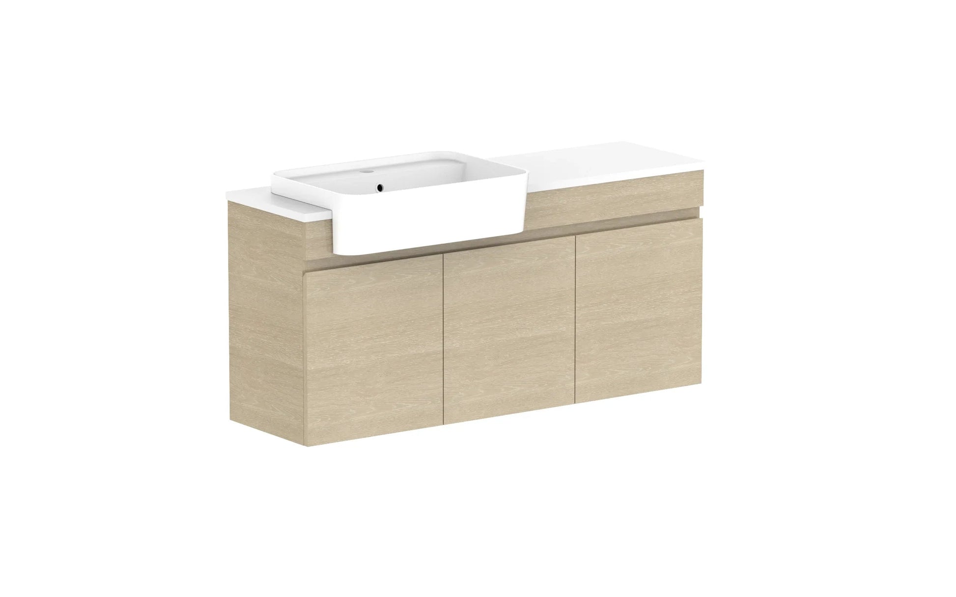 ADP Glacier Semi-Recessed All Door Twin Wall Hung Vanity - 1050mm / Stone Benchtop / Left Hand Bowl