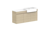 ADP Glacier Semi-Recessed All Door Twin Wall Hung Vanity - 1050mm / Stone Benchtop / Right Hand Bowl