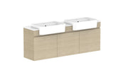 ADP Glacier Semi-Recessed All Door Twin Wall Hung Vanity - 1500mm / Stone Benchtop / Double Bowl