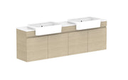 ADP Glacier Semi-Recessed All Door Twin Wall Hung Vanity - 1800mm / Stone Benchtop / Double Bowl