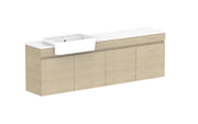 ADP Glacier Semi-Recessed All Door Twin Wall Hung Vanity - 1800mm / Stone Benchtop / Left Hand Bowl