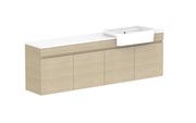 ADP Glacier Semi-Recessed All Door Twin Wall Hung Vanity - 1800mm / Stone Benchtop / Right Hand Bowl