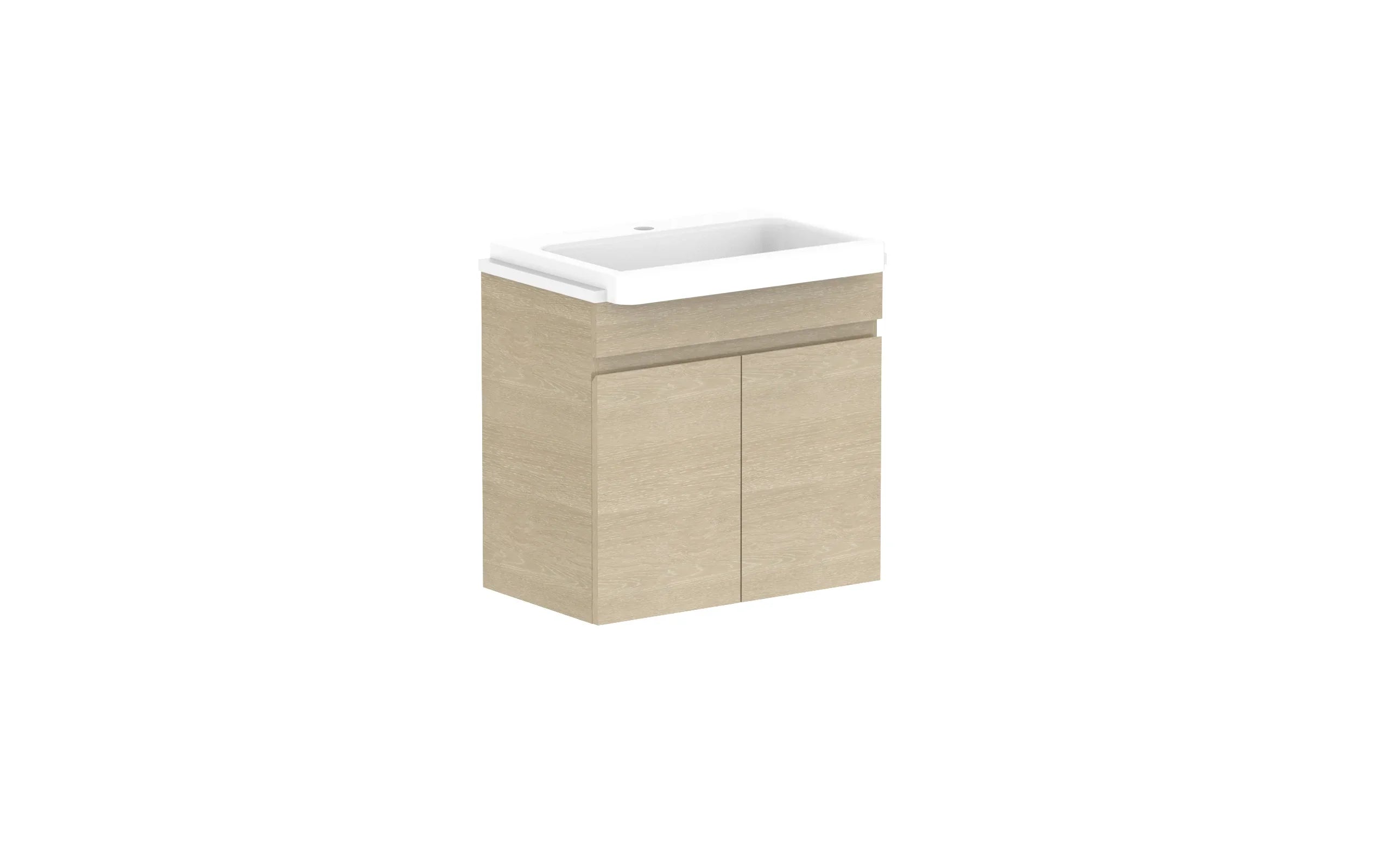 ADP Glacier Semi-Recessed All Door Twin Wall Hung Vanity - 600mm / Stone Benchtop / Centre Bowl