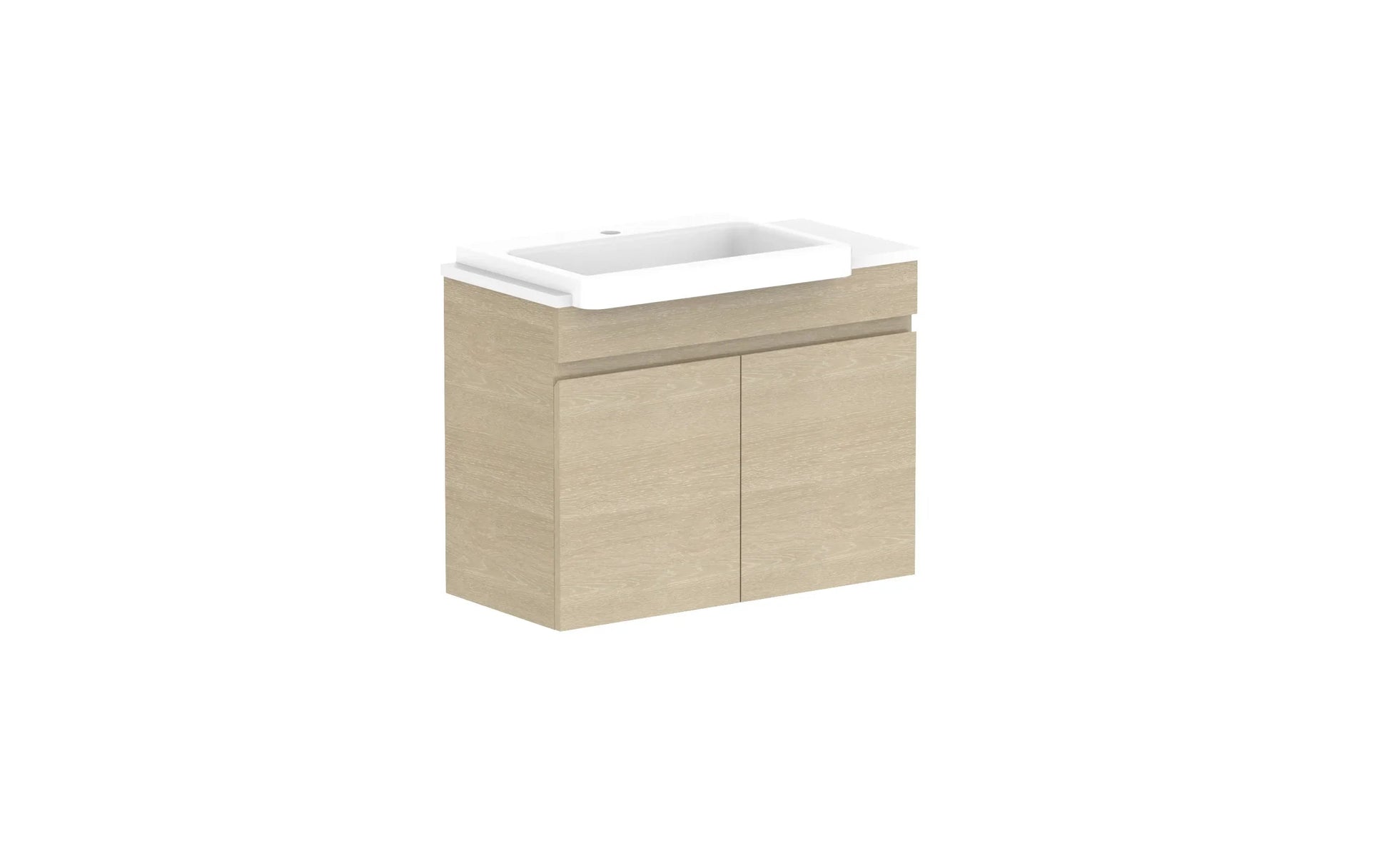 ADP Glacier Semi-Recessed All Door Twin Wall Hung Vanity - 750mm / Stone Benchtop / Left Hand Bowl