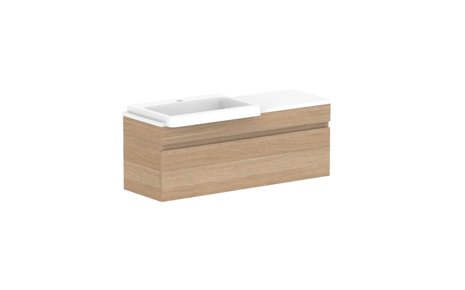 ADP Glacier Semi-Recessed All Drawer Slim Wall Hung Vanity - 1050mm / Stone Benchtop / Left Hand Bowl