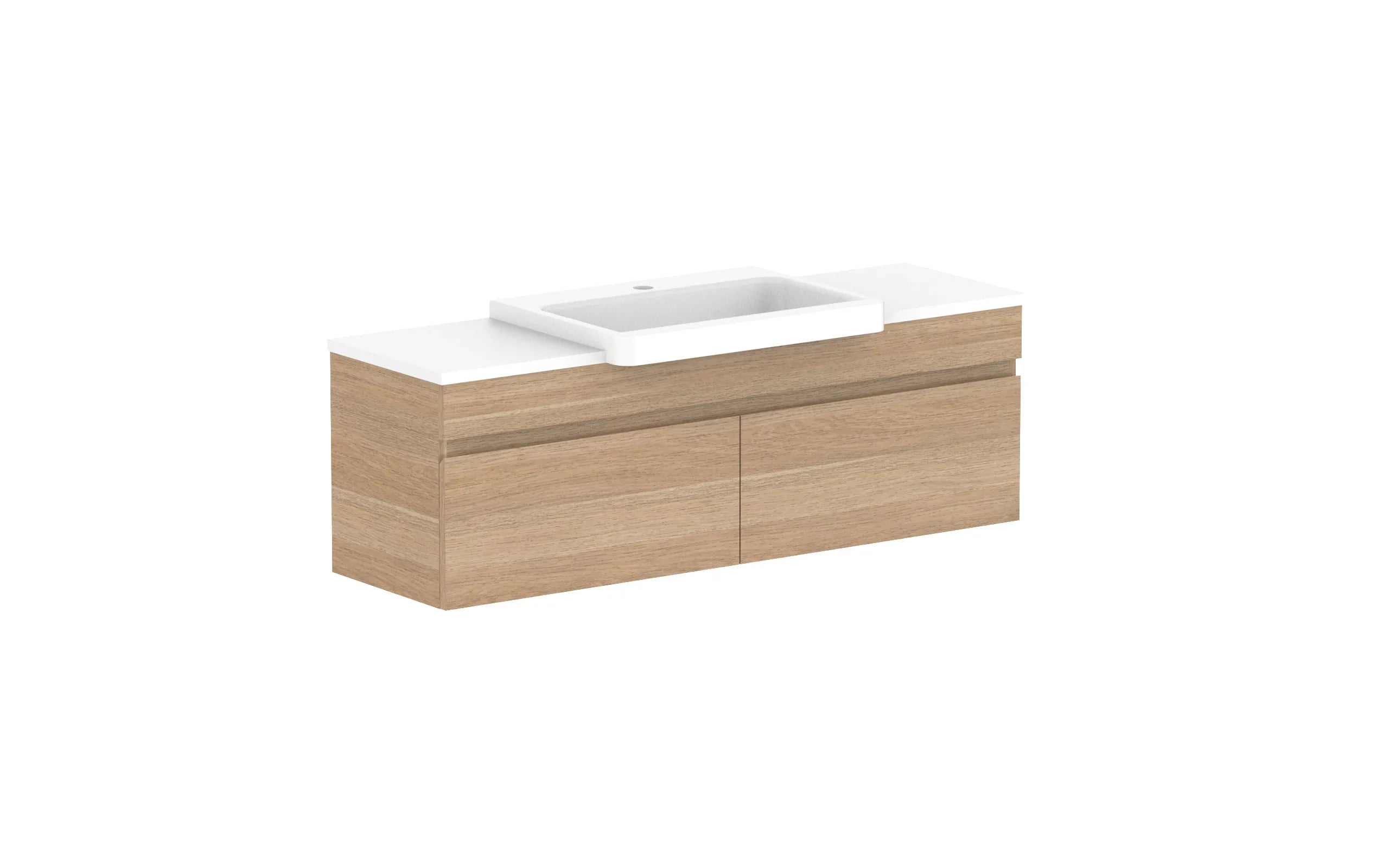 ADP Glacier Semi-Recessed All Drawer Slim Wall Hung Vanity - 1200mm / Stone Benchtop / Centre Bowl