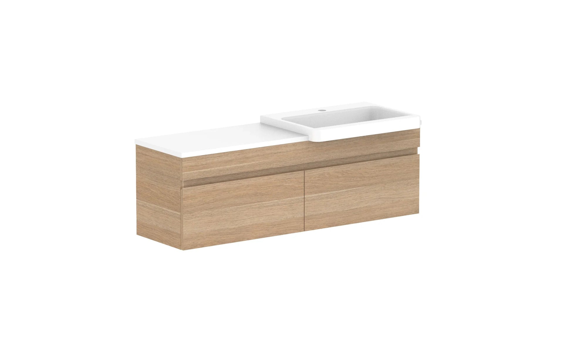 ADP Glacier Semi-Recessed All Drawer Slim Wall Hung Vanity - 1200mm / Stone Benchtop / Right Hand Bowl