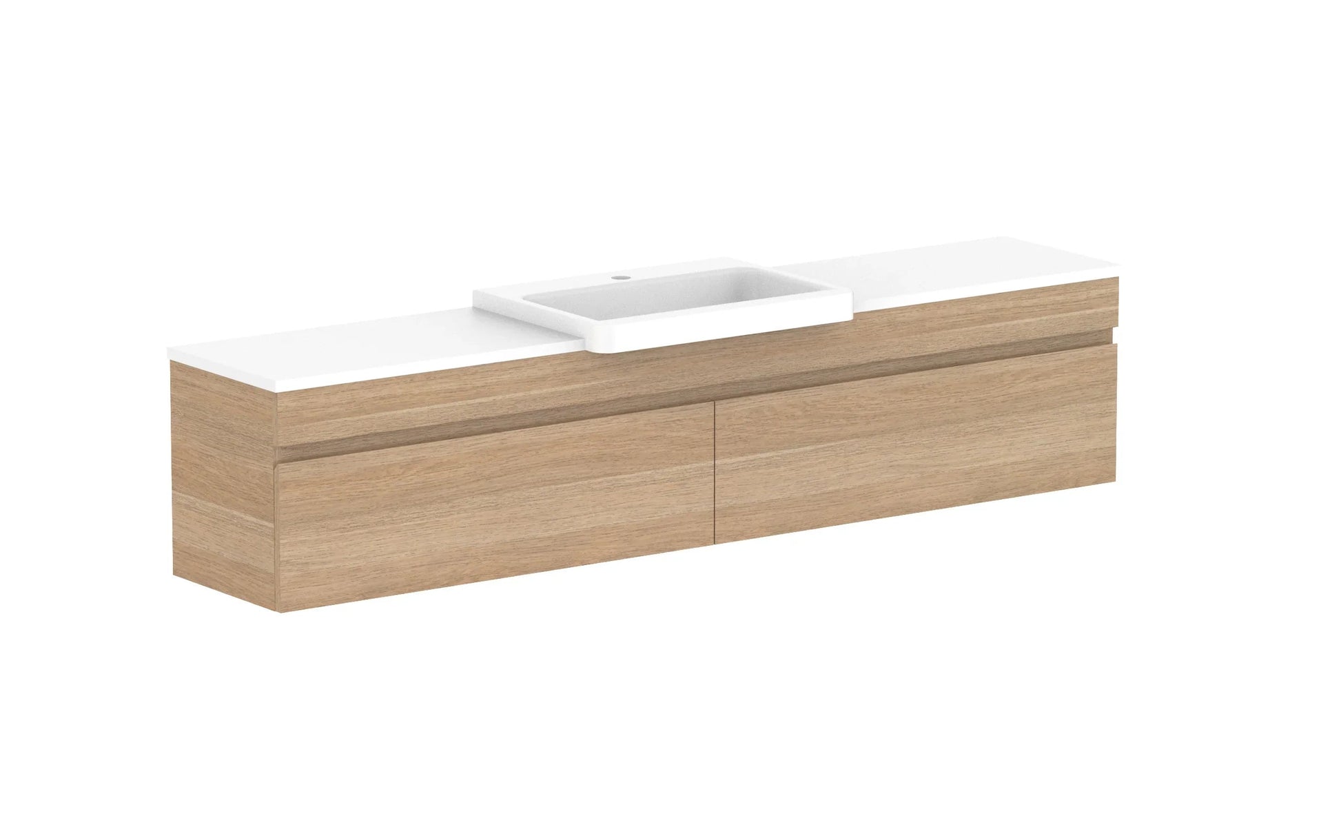 ADP Glacier Semi-Recessed All Drawer Slim Wall Hung Vanity - 1800mm / Stone Benchtop / Centre Bowl