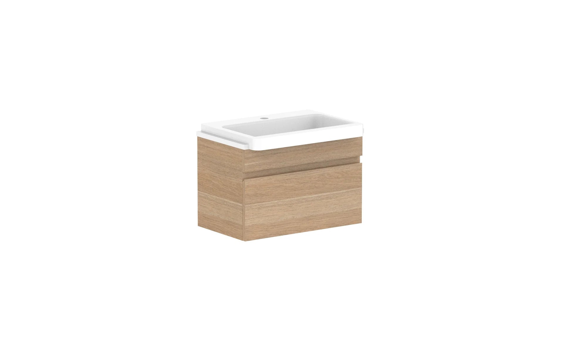 ADP Glacier Semi-Recessed All Drawer Slim Wall Hung Vanity - 600mm / Stone Benchtop / Centre Bowl