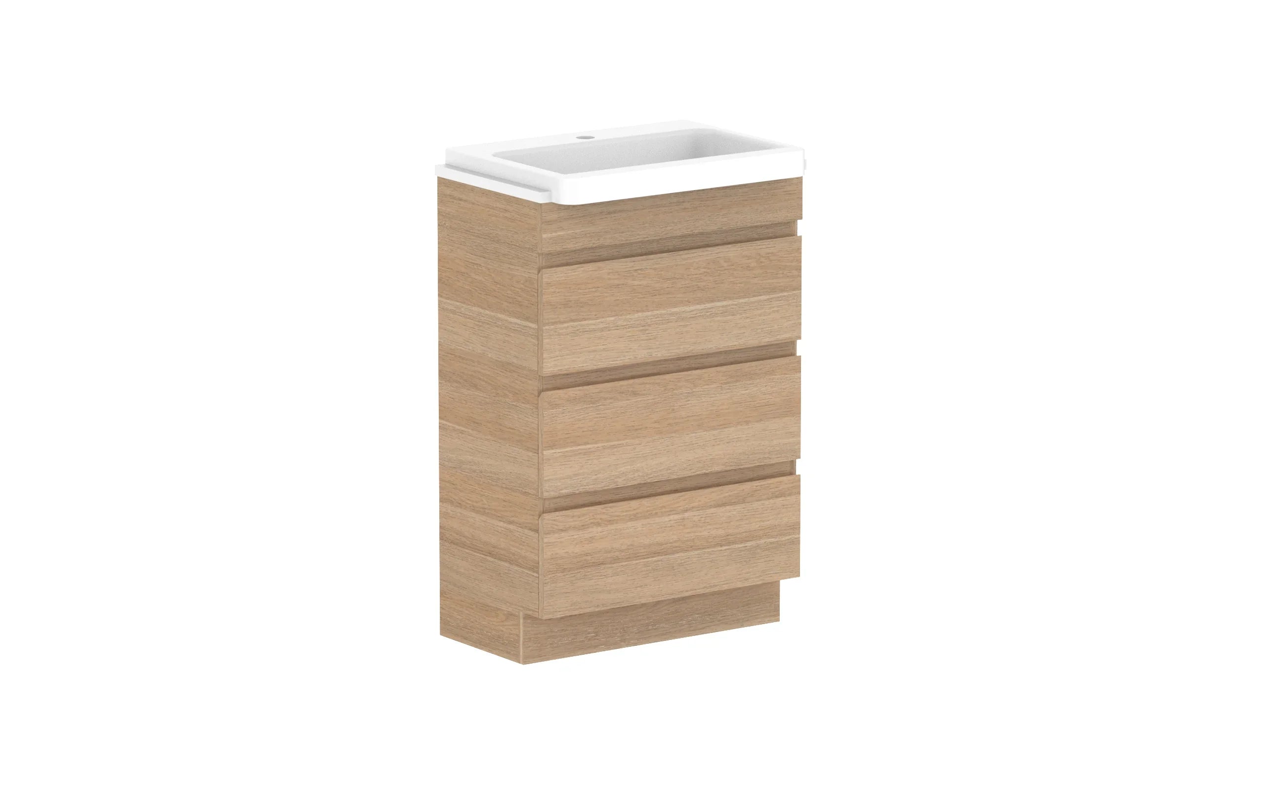 ADP Glacier Semi-Recessed All Drawer Trio Freestanding - 600mm / Stone Benchtop / Centre Bowl